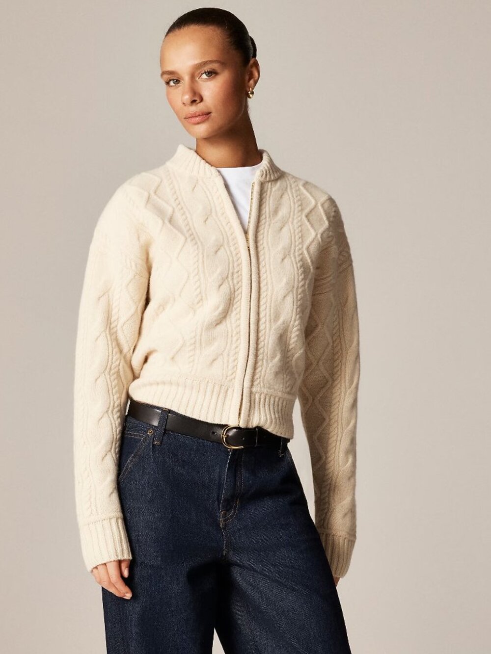 Size L J.Crew 100% Wool Cable-Knit Bomber Jacket 1298  New with tags, brand new.